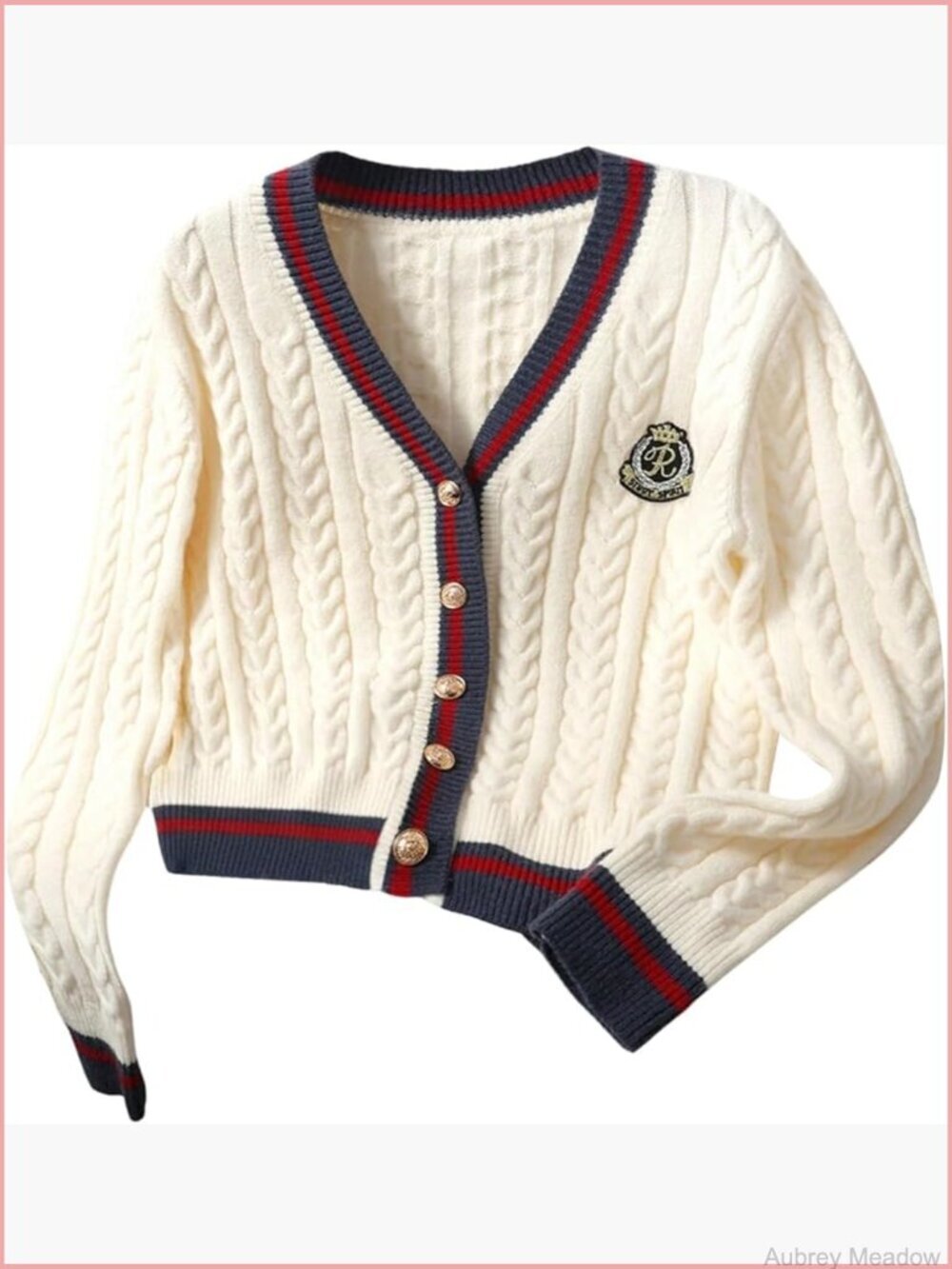 Cable Knit Cardigan Button Up V Neck Preppy Sweater Fall Knit Outerwear